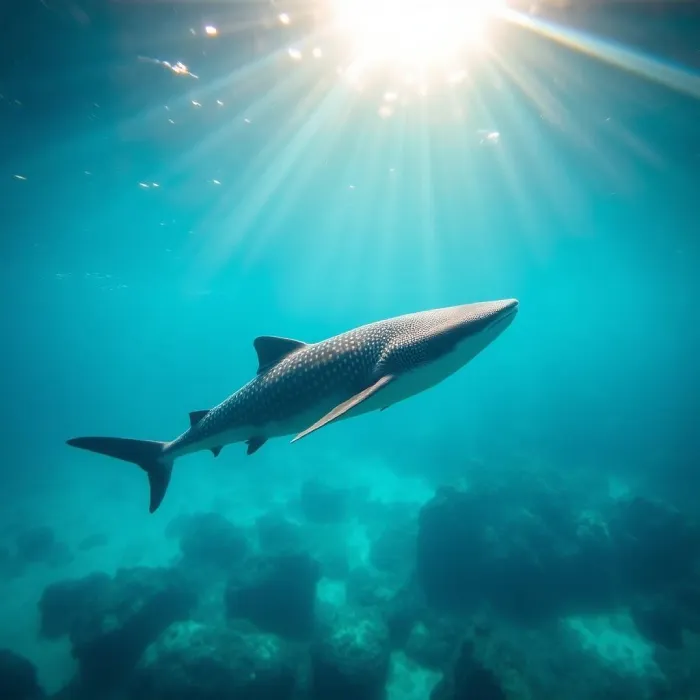 Whale shark swimming in Seychelles